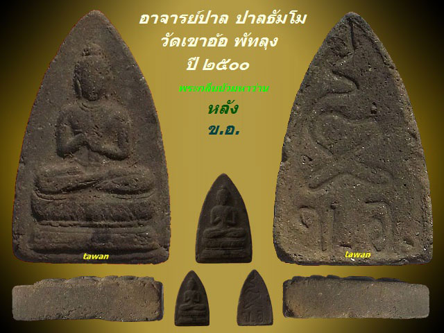 พระกลีบบัวมหาว่านประทานพรหลัง ข.อ. อาจารย์ปาล ปาลธัมโม วัดเข าอ้อ จ.พัทลุง ปี 2500