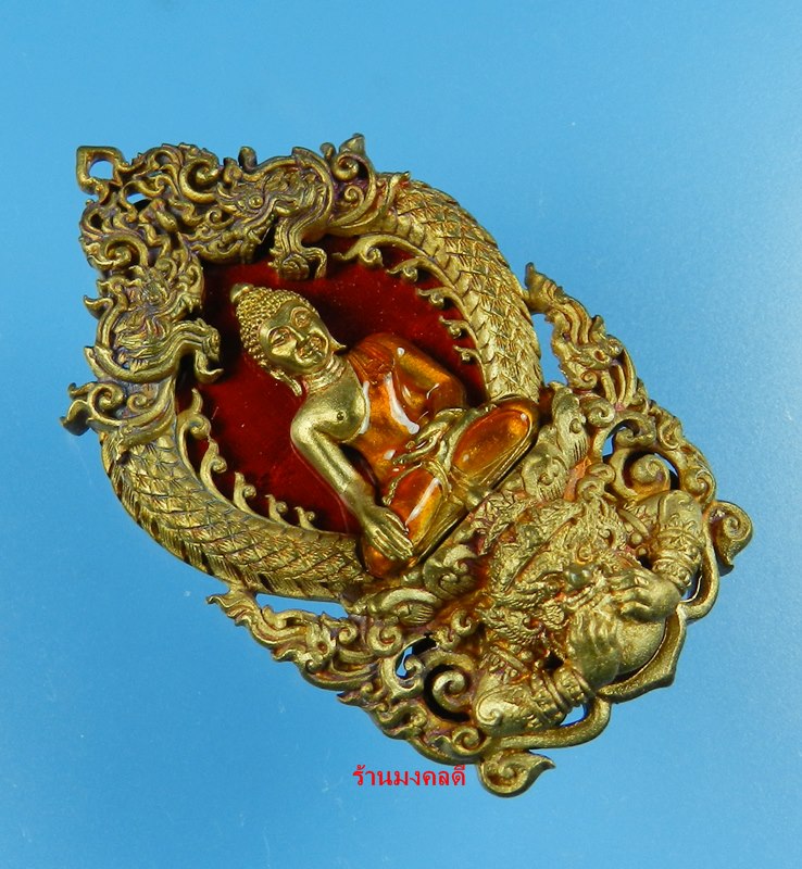 เหรียญเสมาฉลุยกองค์ พระพุทธสิหิงค์ ปีมะโรง 2555 เนื้อบรอนซ์แก่ทองลงยา สีแดง No.141 วัดพระมหาธาตุวรฯ
