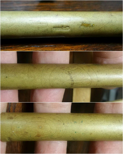 ตะกรุดโทนจารมือ เนื้อฝาบาตร หลวงพ่อตัด วัดชายนา จ.เพชรบุรี ตอกโค้ต "หลวงพ่อตัด" 3โค้ต