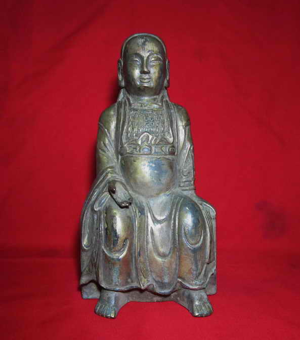  งานเก่า ศิลป์โบราณ เจ้าพ่อเสือ ( ตั่วเล่าเอี้ย ) หล่อด้วยโล หะ ขนาดฐานก ว้าง 5 นิ้ว สูง 9.5 นิ้ว 