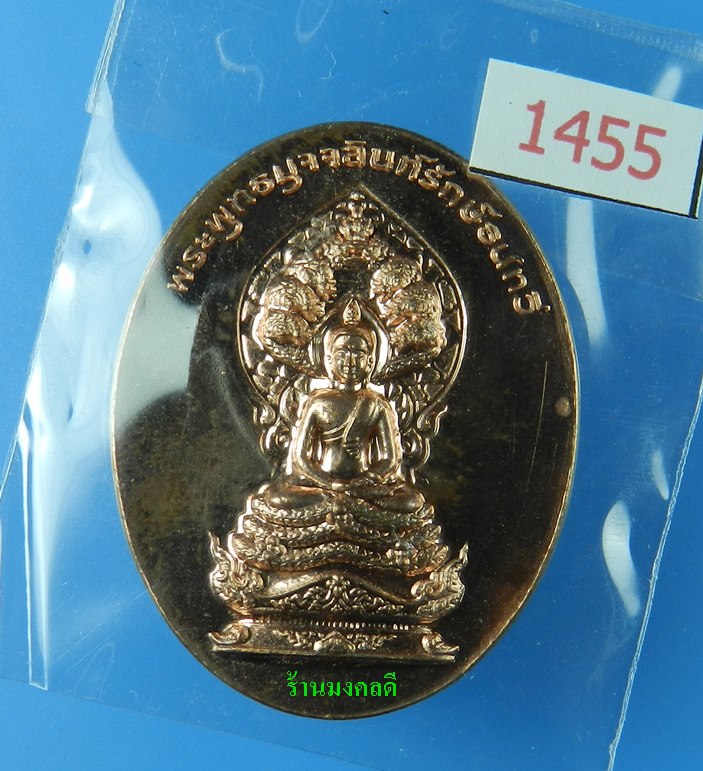 เหรียญพระพุทธมุจจลินท์ (พระนาคปรก) รุ่นมุจจลินท์มหาโภคทรัพย์ จ.อยุธยา เนื้อทองแดงขัดเงา#1455