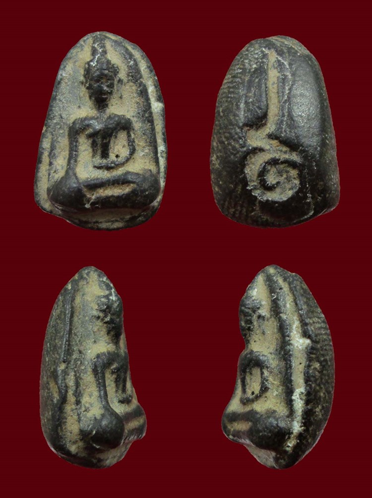 จิ๋วแต่แจ๋ว"เล็กดีรสโต"พระเม็ดน้อยหน่า หลังอุ กรุวัดศาลาปูน จ.อยุธยา เนื้อดินเผาผสมใบลานสีดำ