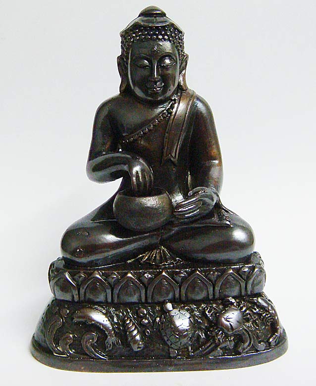 เลข ๙...พระบูชาอุปคุตแบ่งลาภ เนื้อโลหะผสม(รมมันปู) หน้าตัก 2 นิ้ว หลวงปู่คำบุ วัดกุดชมภู