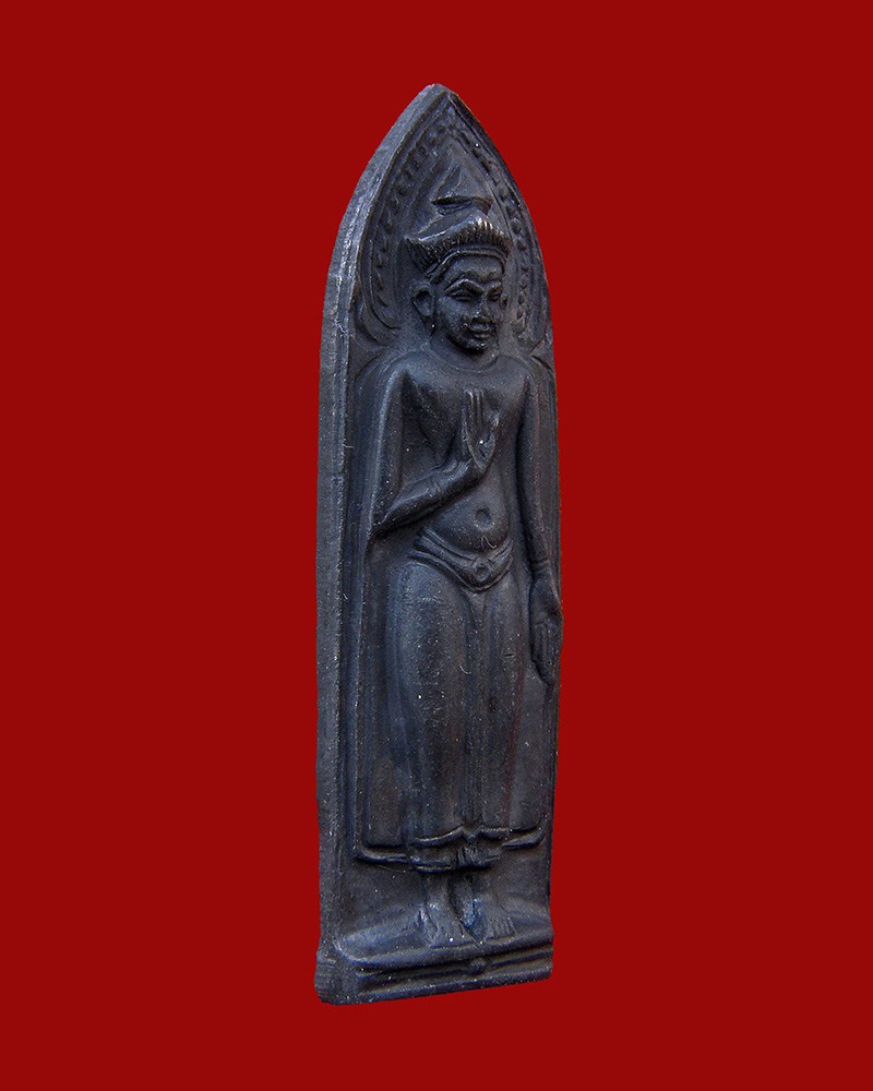 พระร่วงหลังรางปืนเนื้อทองแดงรมดำ 2514 วัดเกาะวาลุการาม/ลำปาง