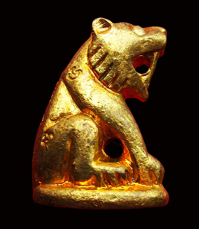 เสือเจ้าทรัพย์มหาเศรษฐี รุ่นแรก ออกวัดประทุน หลวงปู่บัว ถามโก วัดศรีบุรพาราม จ.ตราด เนื้อทองเหลือง