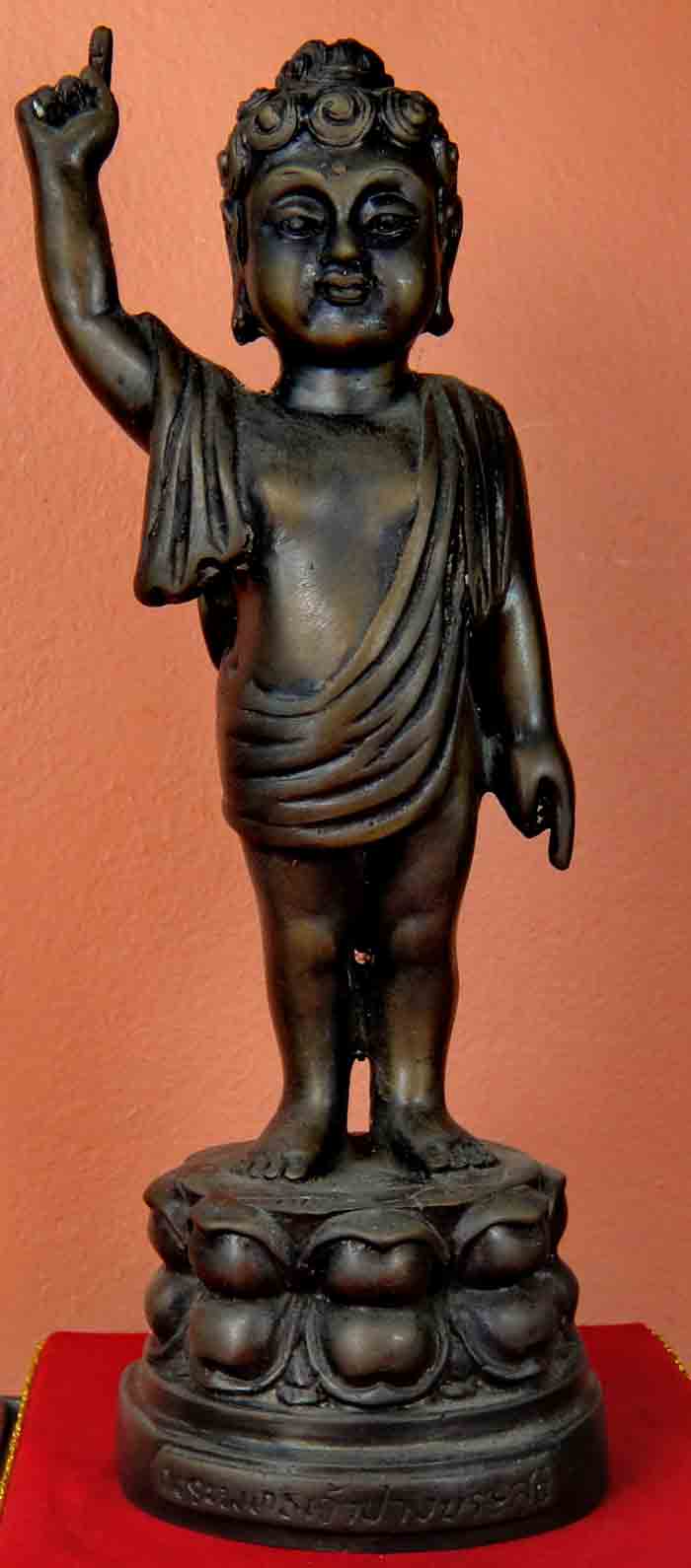 Little Buddha (พระพุทธเจ้าน้อย) พระพุทธรูปปางประสูติ เนื้อทองเหลืองรมมันปู งานศิลป์ใหม่สวยตามรูป รับ