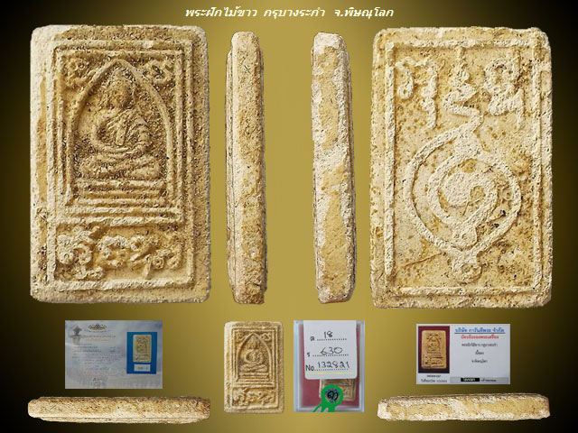 พระฝักไม้ขาว กรุบางระกำ จ.พิษณุโลก รางวัลที่ 3 งานกรมอู่ ปี 55 บัตร G-Pra ตลับเงิน