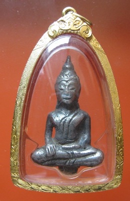 พระยอดธงเนื้อเงิน ศิลปอยูธยา สวยเลี่ยมทอง