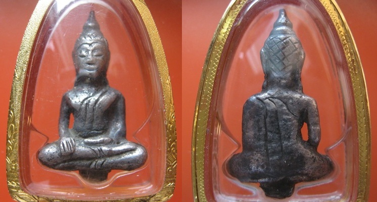 พระยอดธงเนื้อเงิน ศิลปอยูธยา สวยเลี่ยมทอง