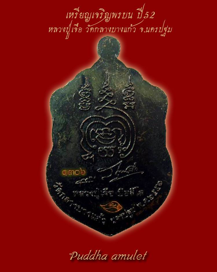 เหรียญเจริญพรบน ปี52 หลวงปู่เจือ วัดกลางบางแก้ว จ.นครปฐม