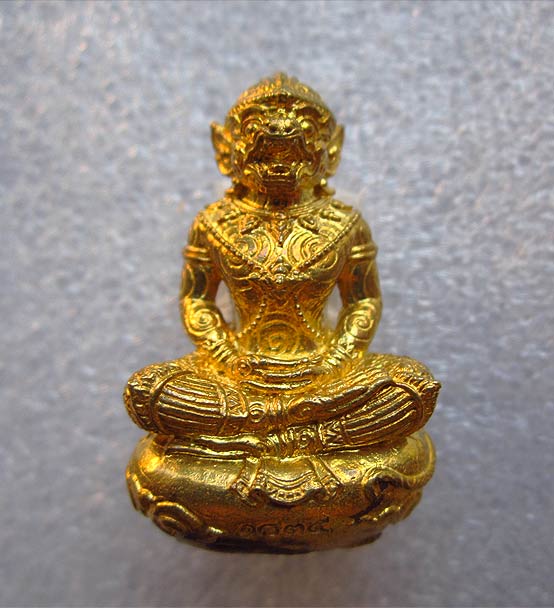 หนุมานมหาปราบคุมพล เนื้อทองระฆังก้นอุดผงพรายกุมาร+พลอยเสก+จีวร+เกศา หลวงพ่อสาคร