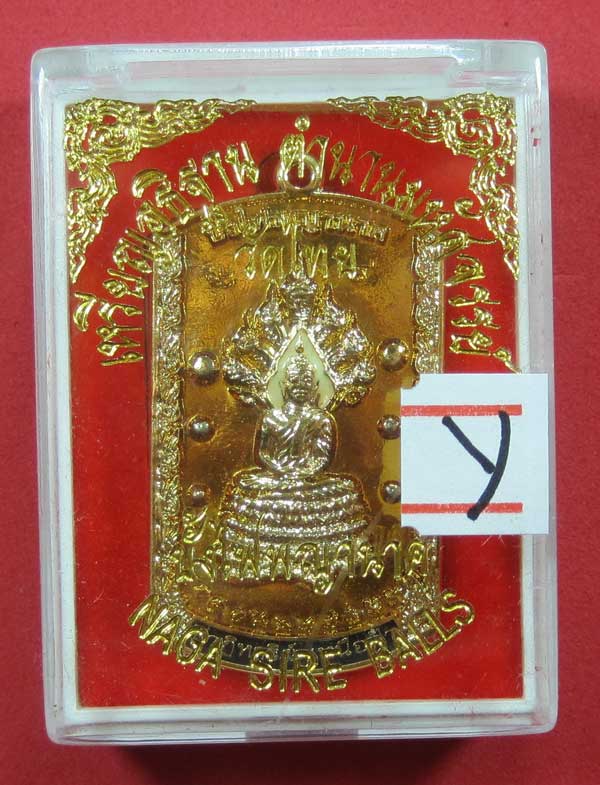 วัดใจเหรียญอธิฐานตำนานมหัศจรรย์วัดไทยเมืองบั้งไพพญานาค อ.โพนพิสัย จ.หนองคาย นาคปรกลงยา3 สีหน้า-หลัง