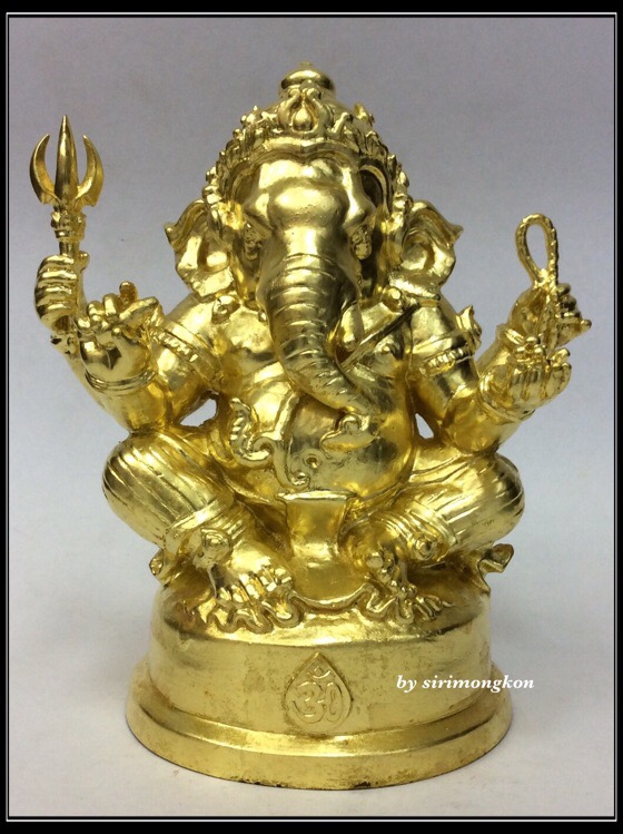 พระพิฆเนศ ปางนั่งบรมครู รุ่น100ปี กรมศิลปากร หน้าตัก4นิ้วครึ่ง เนื้อโลหะผสม ปิดทองคำแท้  