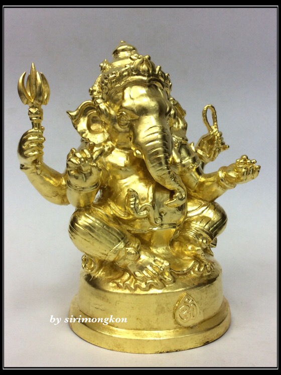 พระพิฆเนศ ปางนั่งบรมครู รุ่น100ปี กรมศิลปากร หน้าตัก4นิ้วครึ่ง เนื้อโลหะผสม ปิดทองคำแท้  