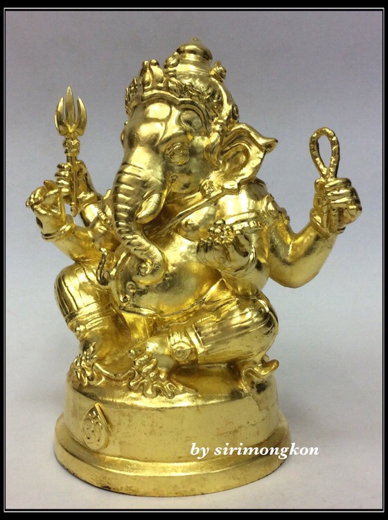 พระพิฆเนศ ปางนั่งบรมครู รุ่น100ปี กรมศิลปากร หน้าตัก4นิ้วครึ่ง เนื้อโลหะผสม ปิดทองคำแท้  