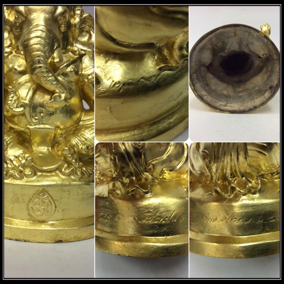 พระพิฆเนศ ปางนั่งบรมครู รุ่น100ปี กรมศิลปากร หน้าตัก4นิ้วครึ่ง เนื้อโลหะผสม ปิดทองคำแท้  