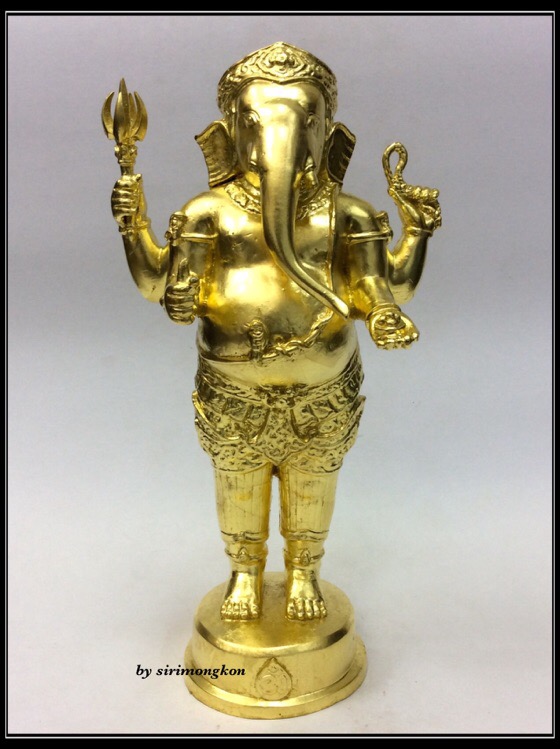 พระพิฆเนศ ปางยืนประทานพร รุ่น100ปี กรมศิลปากร ขนาดบูชา สูง10.5นิ้ว เนื้อโลหะผสม ปิดทองคำแท้ 