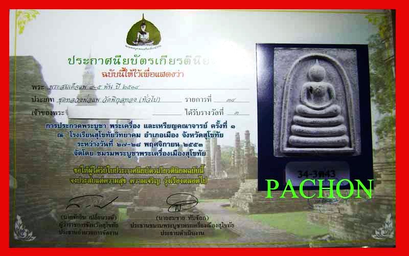 พระสมเด็จแพ 5 พัน หลวงพ่อแพ วัดพิกุลทอง ที่ 3 งาน จ.สุโขทัย ปี 2553