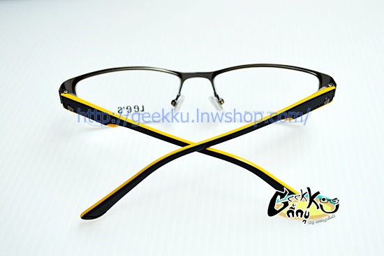กรอบแว่น Lee's LS50363 ทรงครึ่งกรอบสีเงิน ขาสีเหลือง ขาสปริง