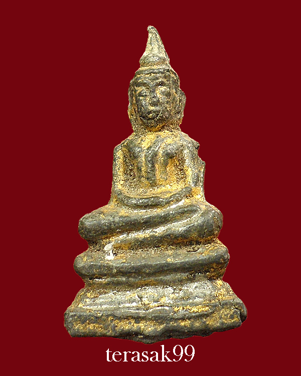 พระกรุวัดเลียบ พิมพ์สมาธิ เนื้อชินเงินปิดทองจากกรุ กรุงเทพฯ