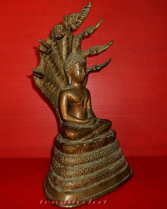 พระบูชาปางนาคปรก 7 เศียร(พระประจำวันเสาร์) เนื้อทองผสม ใต้ฐานดินไทย สวยมากค่ะ