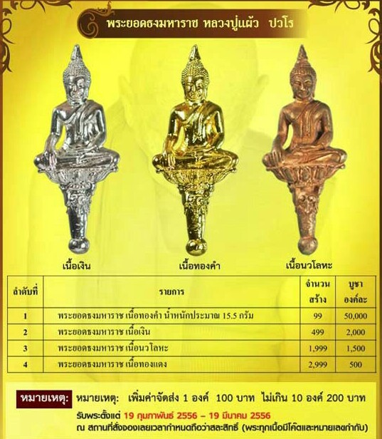 พระยอดธงมหาราช เนื้อนวโลหะ รุ่น"ส.ธ.ใบขี้เหล็กหลวง"