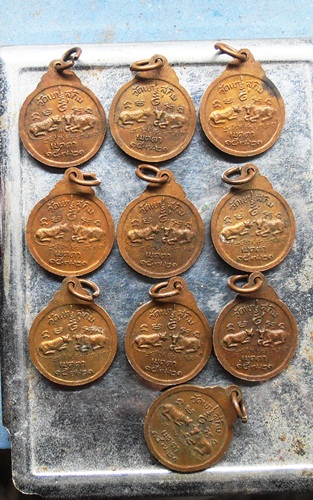 เหรียญเสือวัวเหรียญเล็ก หลวงพ่อสมชาย วัดเขาสุกิมปี21สวยๆครับ10เหรียญ