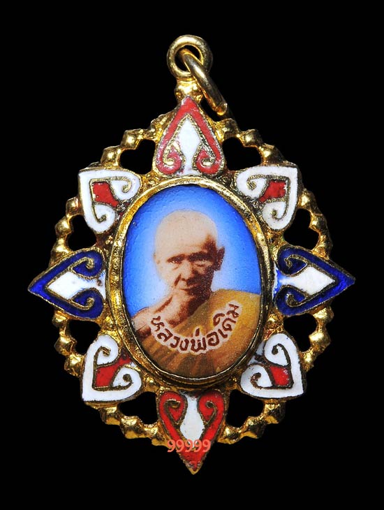 หลวงพ่อเดิม วัดหนองโพ จ.นครสวรรค์ ล็อคเก็ตหลังเข็มกลัด ลงยา