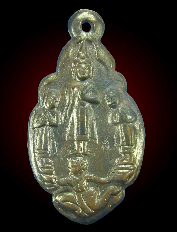 เหรียญหล่อโมคคัลลาสารีบุตรเนื้อฝาบาตรวัดบางกระพ้อม