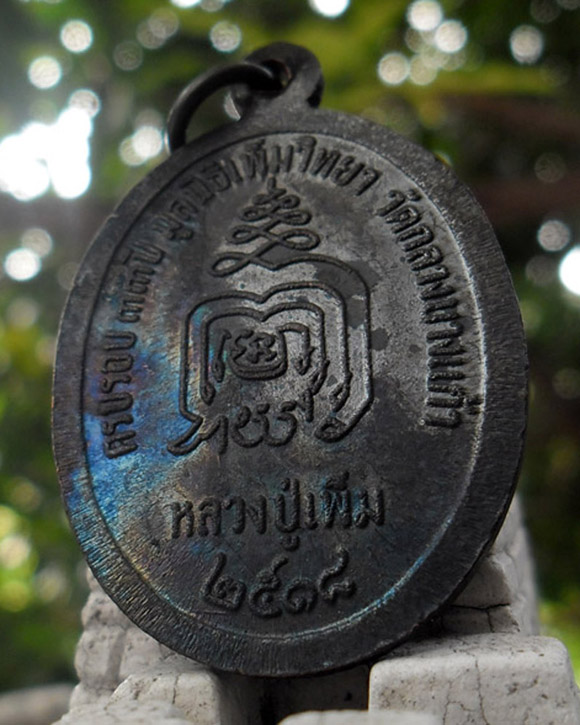 เหรียญปล้องอ้อย หลวงปู่เพิ่ม วัดกลางบางแก้ว ปี 2518 เนื้อทองแดง พร้อมบัตรรับรอง