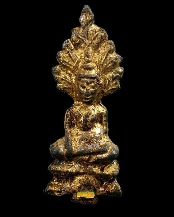 พระปรกโพธิ์ กรุวัดเลียบ เนื้อชินเงิน ปิดทองเก่าเดิมจากกรุ