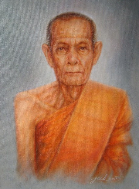 ภาพวาดสีน้ำมัน หลวงปู่โต๊ะ วัดประดู่ฉิมพลี งานเพ้นท์บนเฟรมผ้าใบ canvas ขนาด 30 x 40 cm.