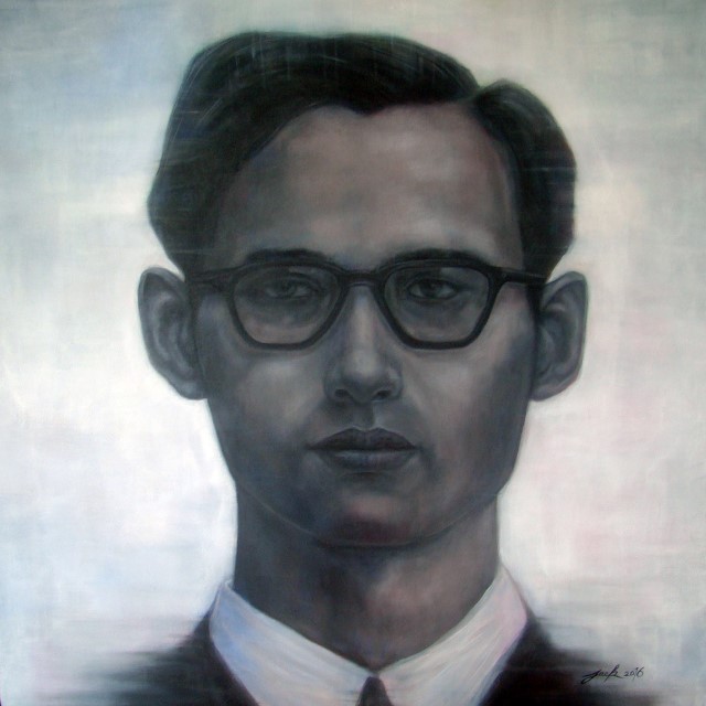 King Bhumibol ภาพวาดสีอะคริลิค บนเฟรมผ้าใบ canvas ขนาด 100 x 100 cm.