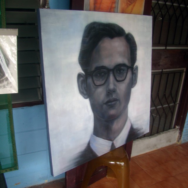 King Bhumibol ภาพวาดสีอะคริลิค บนเฟรมผ้าใบ canvas ขนาด 100 x 100 cm.
