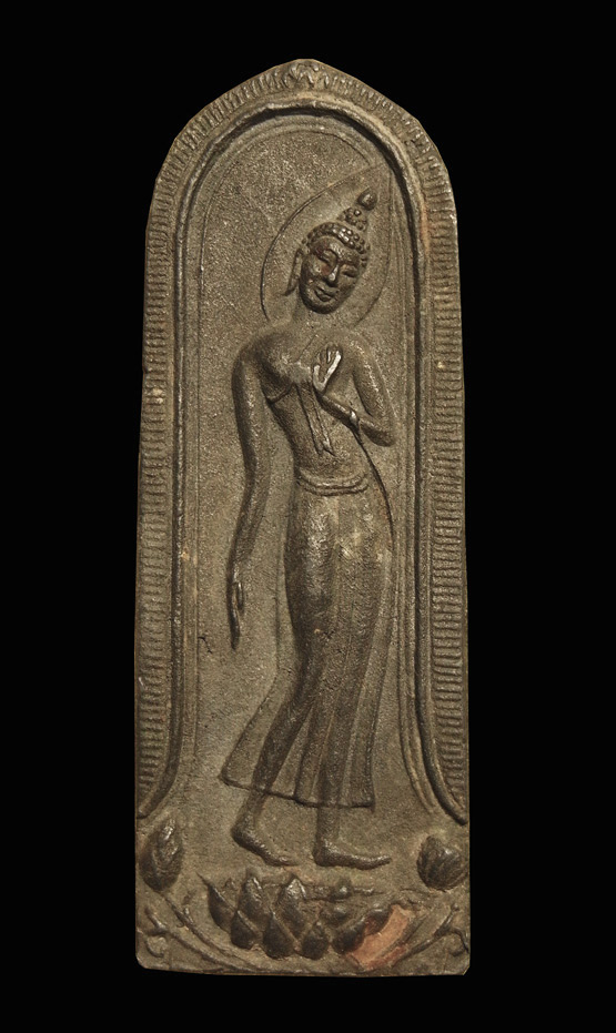 พระลีลากำแพงนิ้ว เนื้อชินเงิน กรุวัดราชฯ จ.อยุธยา