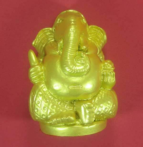 สีทองกรรมการ พิฆเณศรเนื้อผงเหล็กไหล+ผงเหล็กน้ำพี้หน้าตัก 2 นิ้ว สูง 3 นิ้ว หลวงปู่คำบุ คุตฺตจิตฺโต ว