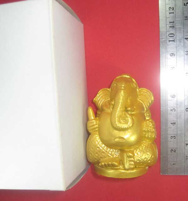 สีทองกรรมการ พิฆเณศรเนื้อผงเหล็กไหล+ผงเหล็กน้ำพี้หน้าตัก 2 นิ้ว สูง 3 นิ้ว หลวงปู่คำบุ คุตฺตจิตฺโต ว