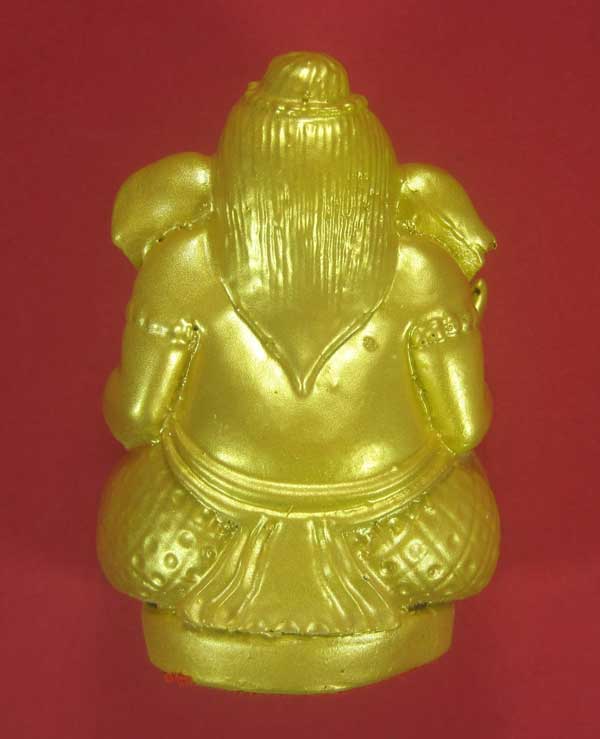 สีทองกรรมการ พิฆเณศรเนื้อผงเหล็กไหล+ผงเหล็กน้ำพี้หน้าตัก 2 นิ้ว สูง 3 นิ้ว หลวงปู่คำบุ คุตฺตจิตฺโต ว