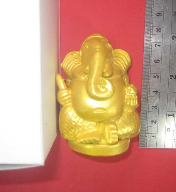 สีทองกรรมการ พิฆเณศรเนื้อผงเหล็กไหล+ผงเหล็กน้ำพี้หน้าตัก 2 นิ้ว สูง 3 นิ้ว หลวงปู่คำบุ คุตฺตจิตฺโต ว