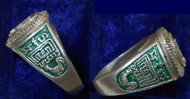 แหวนหลวงพ่อรวยเนื้อเงินลงยา รุ่น มหาลาภ 90 วิ้งๆ