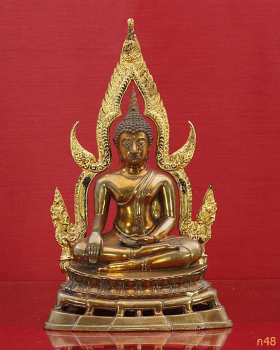 พระบูชายุครัชกาล พิมพ์พระพุทธชินราช ผิวสีนาค หล่อหนา ตามุก ดินไทย พระศกแปะ งดงาม