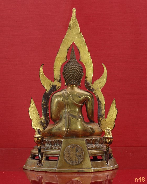 พระบูชายุครัชกาล พิมพ์พระพุทธชินราช ผิวสีนาค หล่อหนา ตามุก ดินไทย พระศกแปะ งดงาม