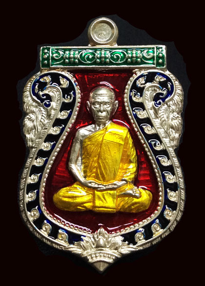 เหรียญเสมานิรันตราย เนื้อเงินลงยา 4 สี ( ราชาวดี ) หลวงพ่อสิน วัดละหารใหญ่ No.454 พร้อมกล่องเดิมจากว