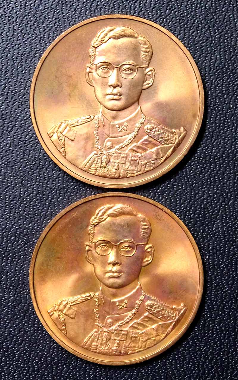 เหรียญในหลวง ฉลองศิริราชสมบัติครบ ๕๐ ปี กาญจนาภิเษก ปี ๒๕๓๙ สองเหรียญ