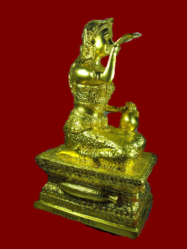 พระบูชานางกวักมหาลาภ หลวงปู่หมุน วัดบ้านจาน "รุ่นปี2545"..เนื้อโลหะปิดทอง(กรรมการ..หน้าตัก 4") 