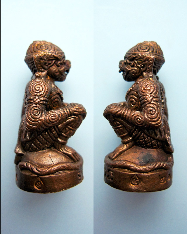 หนุมานมหาปราบไพรี หลวงปู่บัว ถามโก วัดศรีบุรพาราม จ.ตราด เนื้อทองแดงผสมสัมริด ก้นอุดผงผสมสีผึ้ง