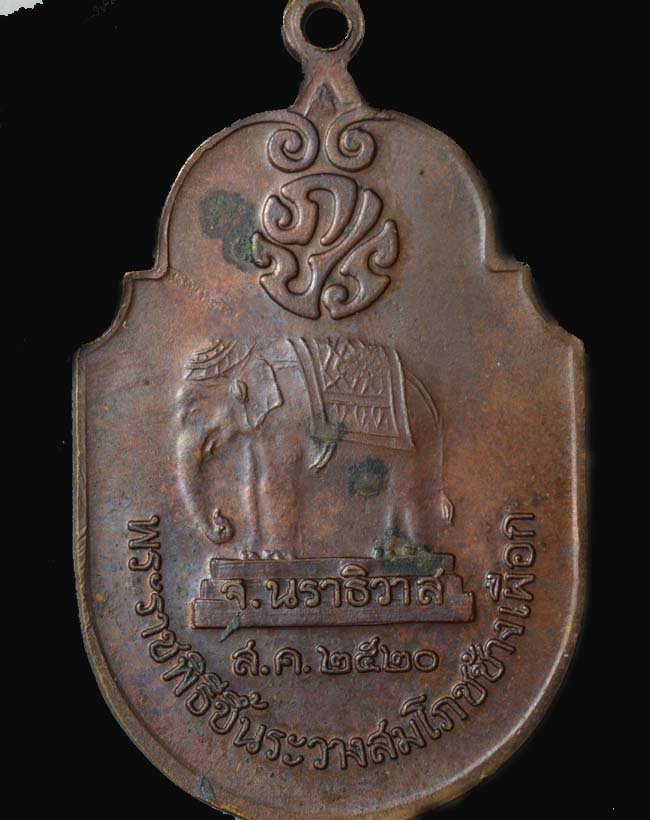 เหรียญพระราชพิธีขึ้นระวางสมโภชช้างเผือก จังหวัดนราธิวาส สค.๒๕๒๐