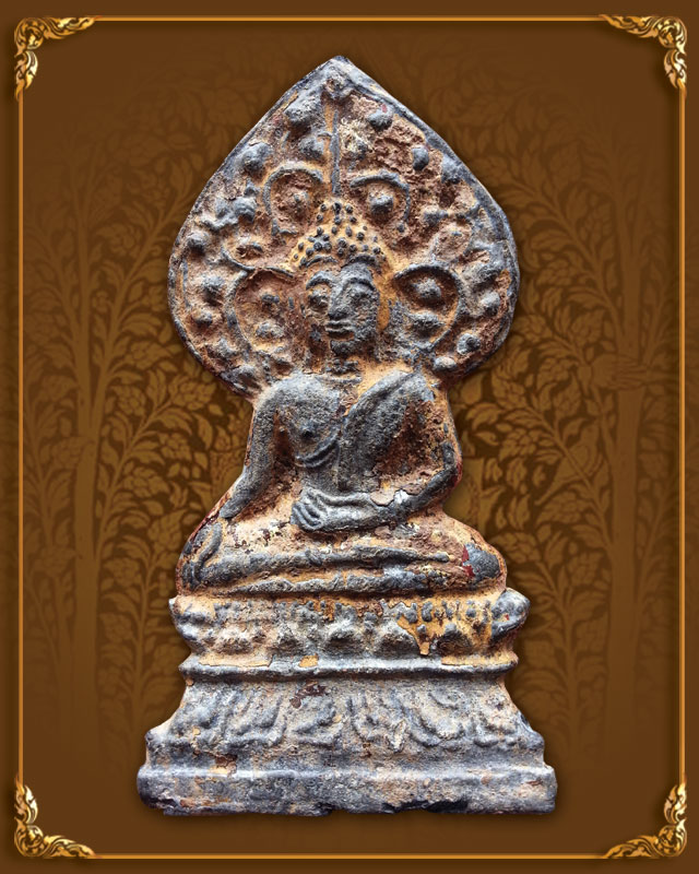 พระเชียงแสนปรกโพธิ์ พิมพ์ใหญ่ บัวรวน เนื้อชินเงิน