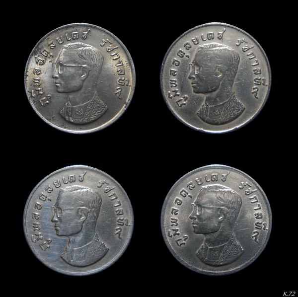 @@วัดใจ 30 บาท@@เหรียญ 1 บาท ปี 2517 หลังครุฑ จำนวน ๔ เหรียญ สวย ๆ (K.72)