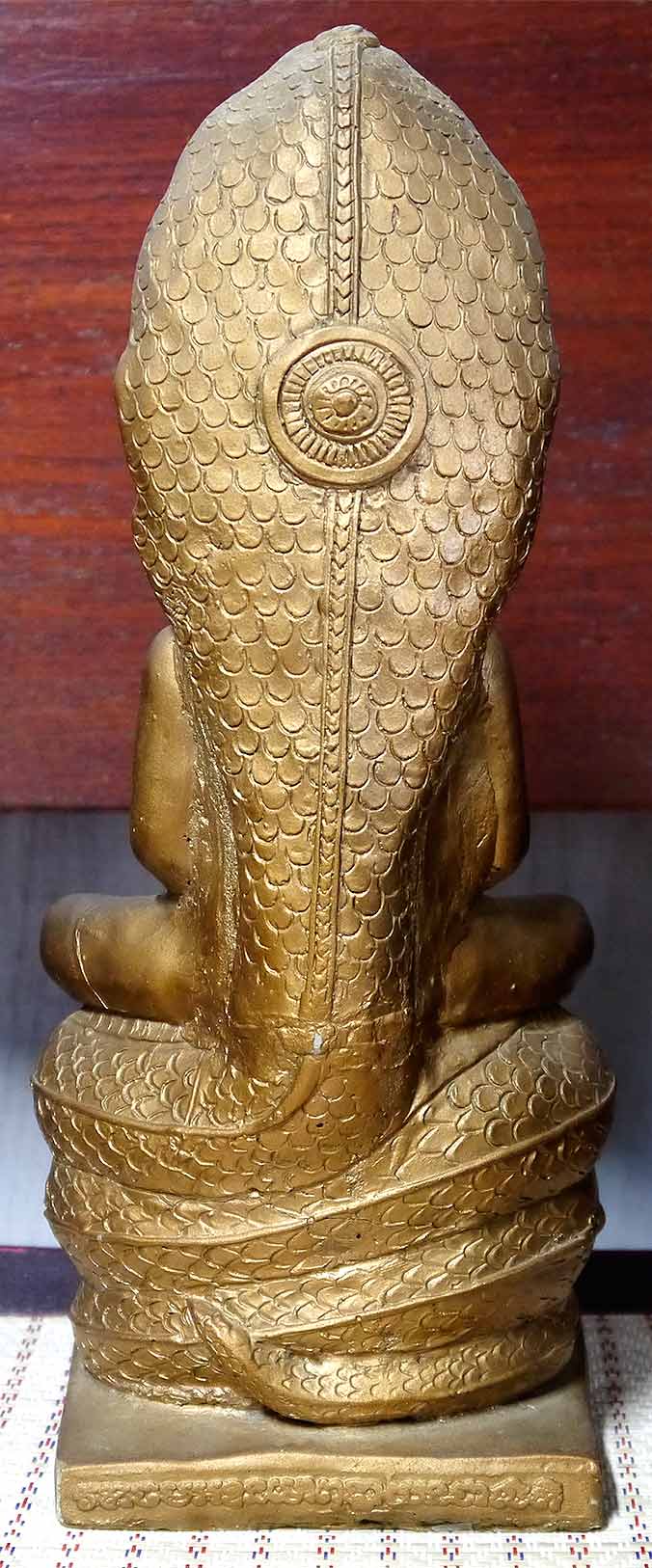 พระบูชา หลวงพ่อนาคปรก วัดสระกำแพงใหญ่  จ.ศรีษะเกษ เนื้อปูนทาทอง